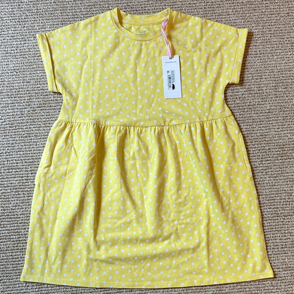 NWT Vineyard Vines Yellow Polka Dot Girls Dress size XS
